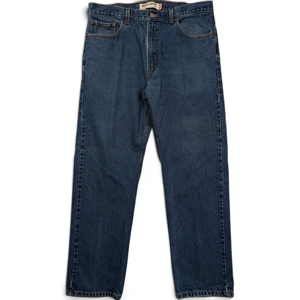 Levis 505 Mens Jeans 38 x 32 Regular Fit Straight Leg Denim Blue